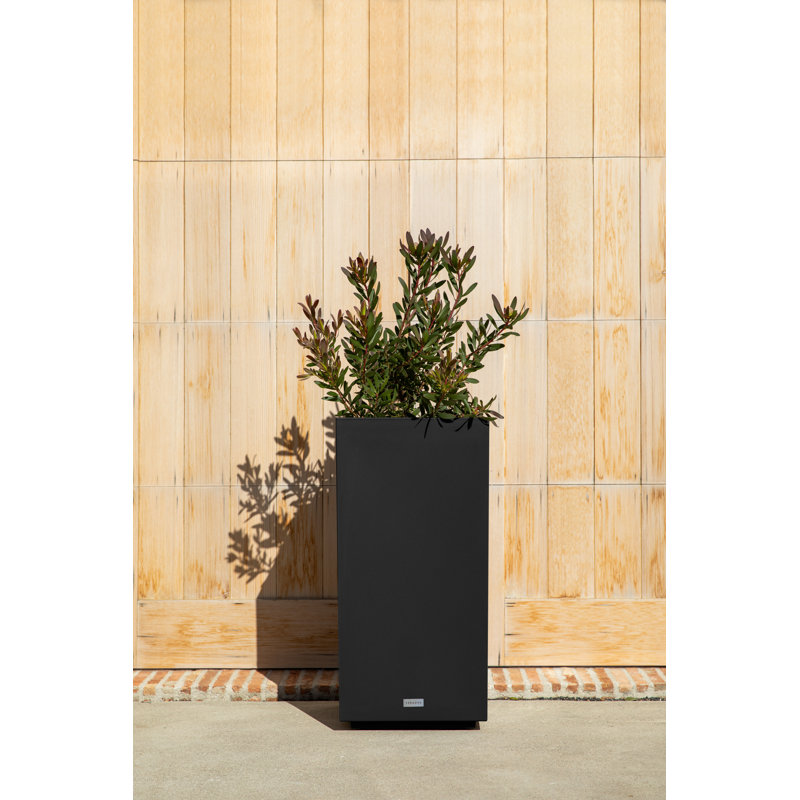 Black Tall Rectangular Plastic Outdoor Planter