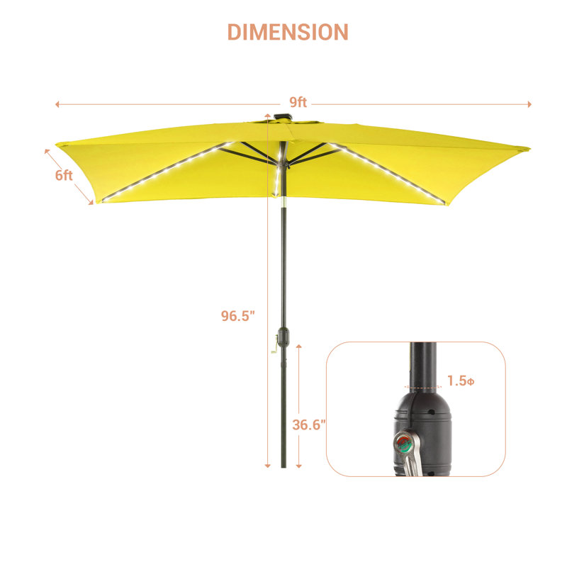 Parasol de marché rectangulaire 9 pi x 6 pi Sayaf, Jaune