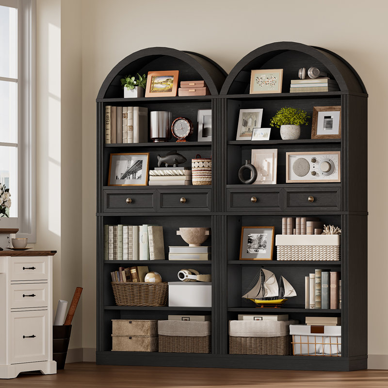 Bibliothèque Arch, 73" H x 31.5" W x 11.8" D, Noir