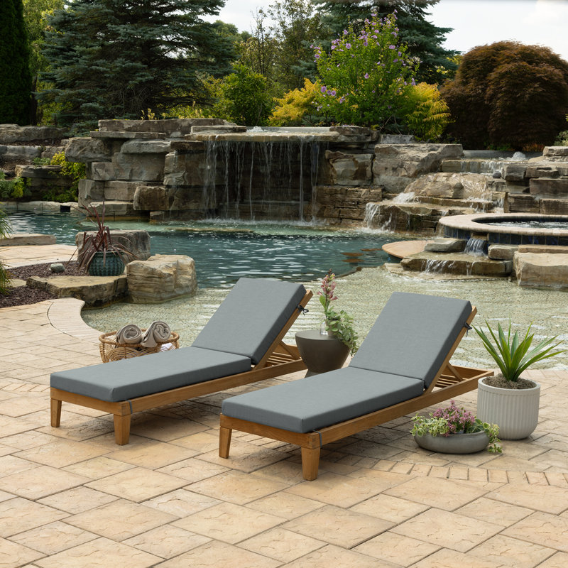 ARDEN Foam Outdoor Chaise Lounge Cushion, 21 x 72, made with ProFoam, Stone Gray Leala