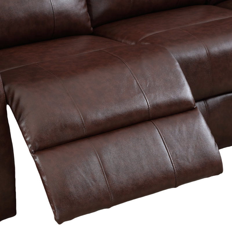 61.4" Wide Modern and Upholstered Vegan Leather Power Reclining Sofa with USB Charge Port, Dark Brown