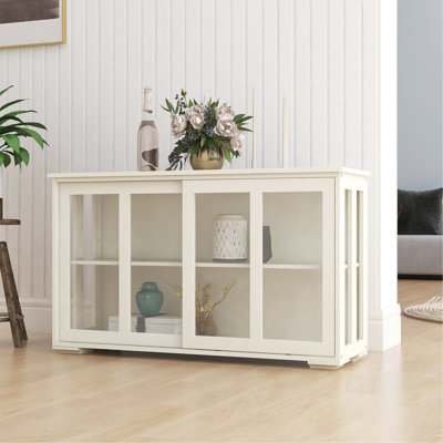 Armoire de rangement pour cuisine avec porte en verre - blanc