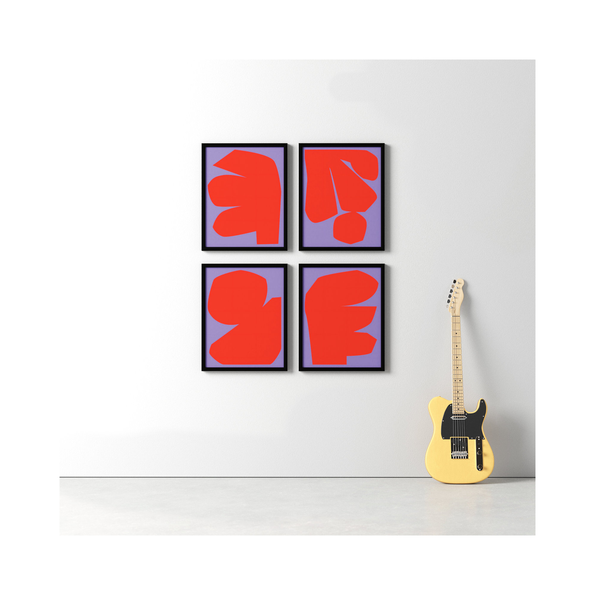 Module Minimalism. Set Of 4 by Michael Kempen, Black Framed, 20"H x 16"W x 1.25"D