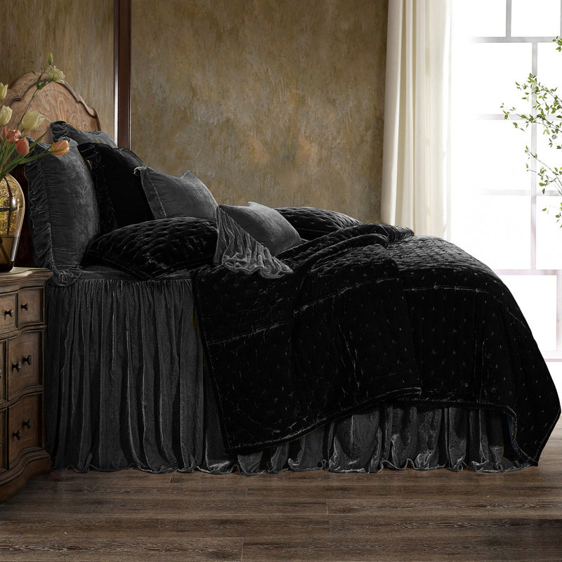 Ensemble de couvre-lit Stella, Couvre-lit très grand et 2 taies d'oreiller, Ardoise