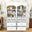 Ensemble de 2 grands garde-manger autoportants avec tablette réglable, plateau en faux marbre et tiroirs-509686605-509686594