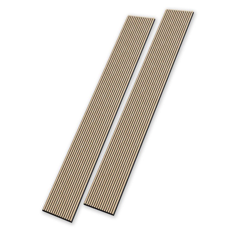 2pc x 106" x 12.6" 3D Acoustic/Sound Proof Wood Slat Wall Panels (2piece/18.55 sq.ft.), White Oak, 106" H x 12.6" W