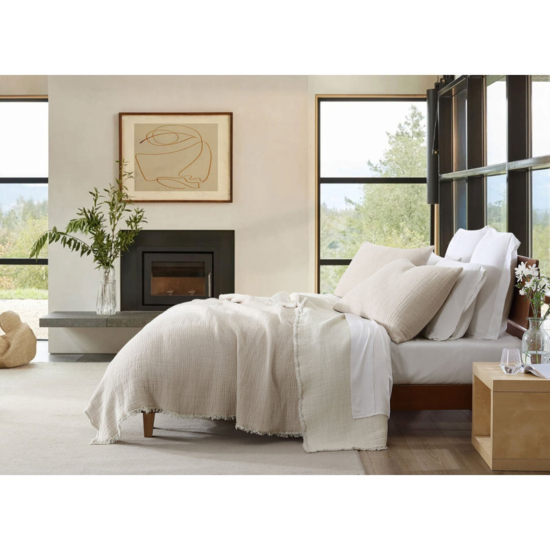 Muslin Cotton Quilt, Queen Quilt, Latte