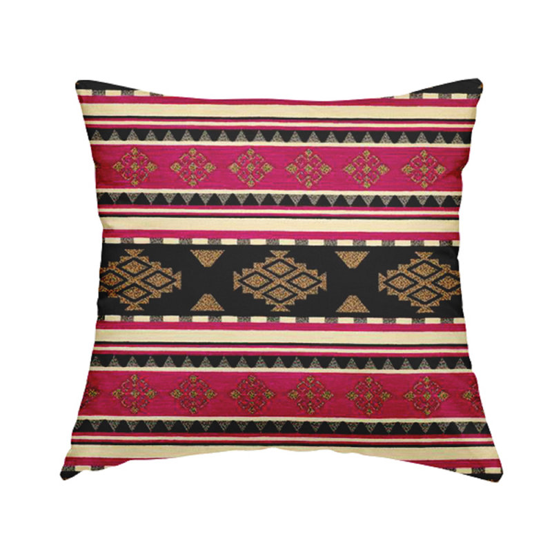 Oswaldo Striped Square Cushion, 43cm H x 43cm W x 5cm D, Pink/Black
