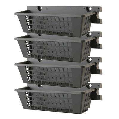 Suncast 4 Pack 25 x 7.25 Inch Resin Basket Accessory for Outdoor Shed, Black