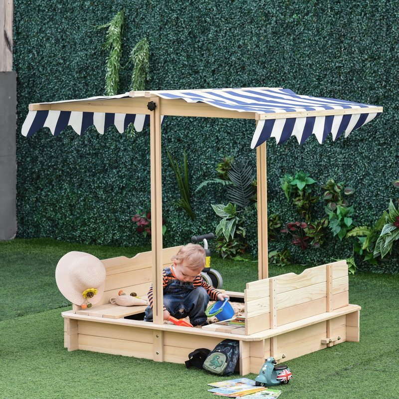 Freeport Park 106cm x 121cm Solid Wood Square Sandbox with Cover