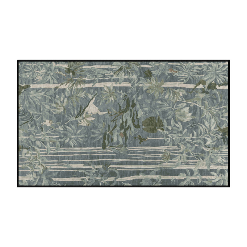Machine Washable Gray Area Rug, Rectangle 5' x 8'