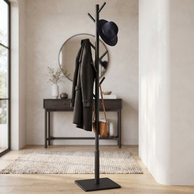 Portemanteau autoportant réglable pour l'entrée, le couloir et la chambre à coucher, porte-manteaux robuste à plusieurs crochets pour manteaux, chapeaux et sacs à main
