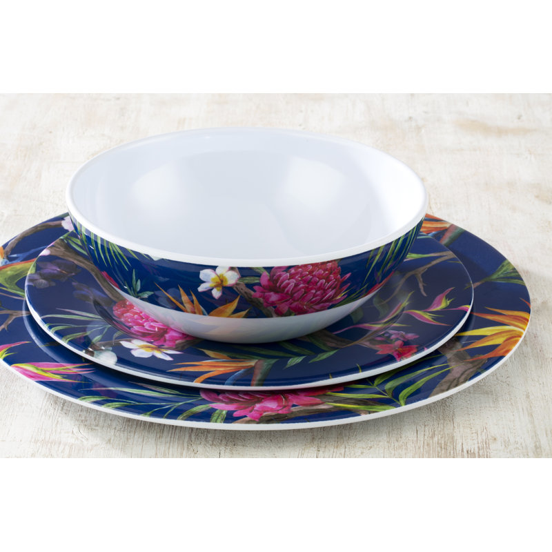 12pc Tropical Melamine Dinner Set