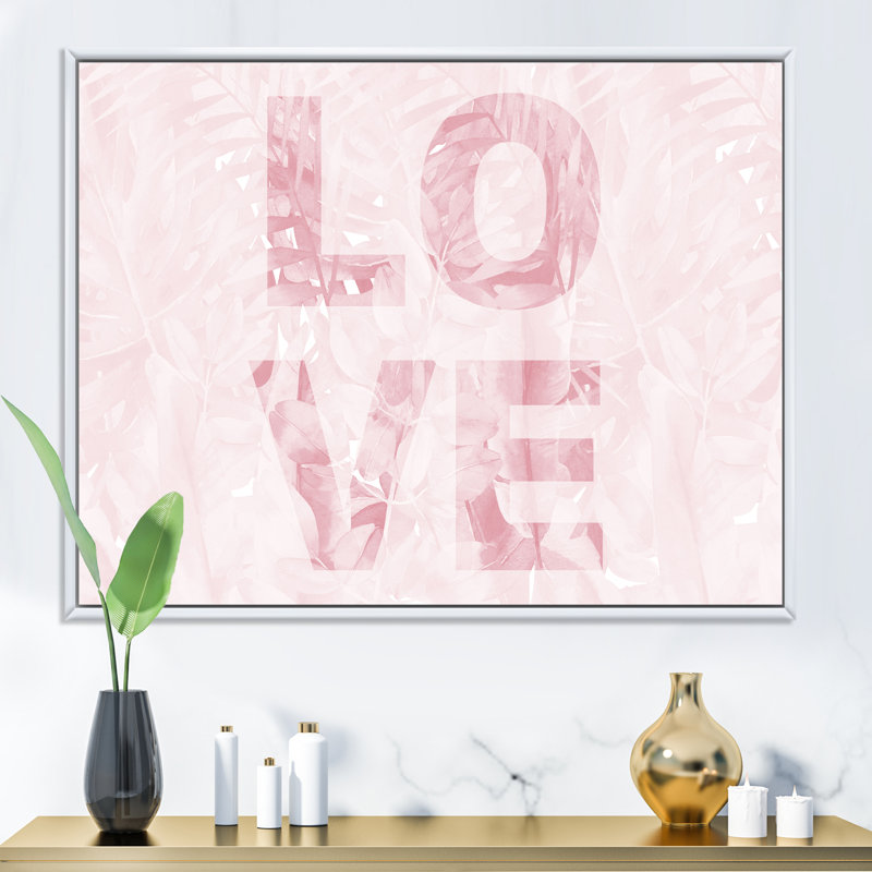 «Pink Pastel Love», reproduction sur toile flottante, H 12 po x l 20 po x p 1 po, Cadre blanc