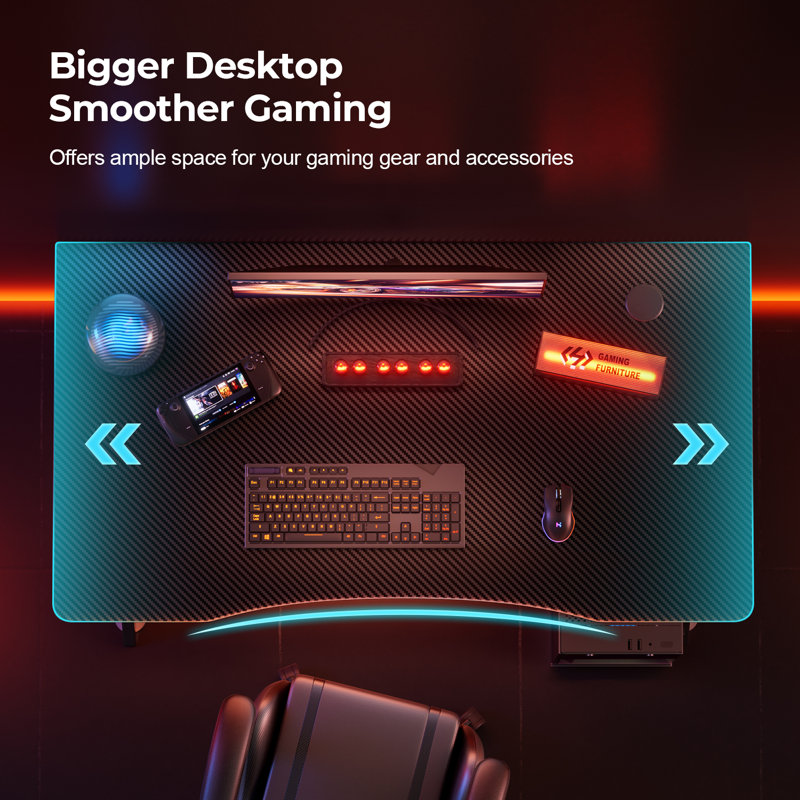 Computer Gaming Desk, PC Desk for Home Office, A Shaped Table, 74cm H x 100cm W x 50cm D