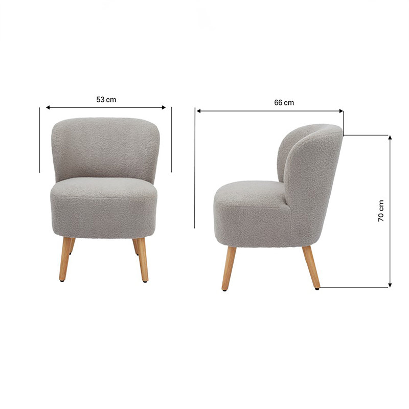 Upholstered Side Chair, Gray Teddy