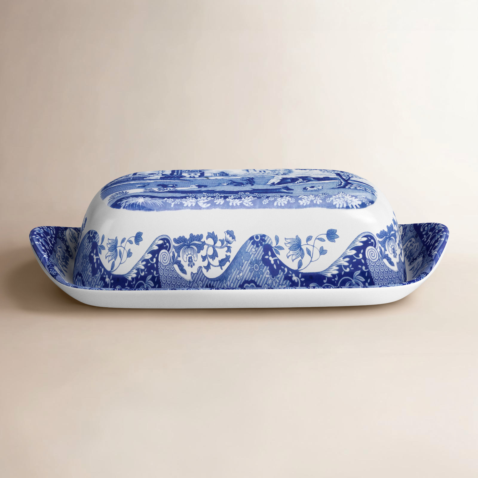 Spode Blue Italian Porcelain Butter Dish