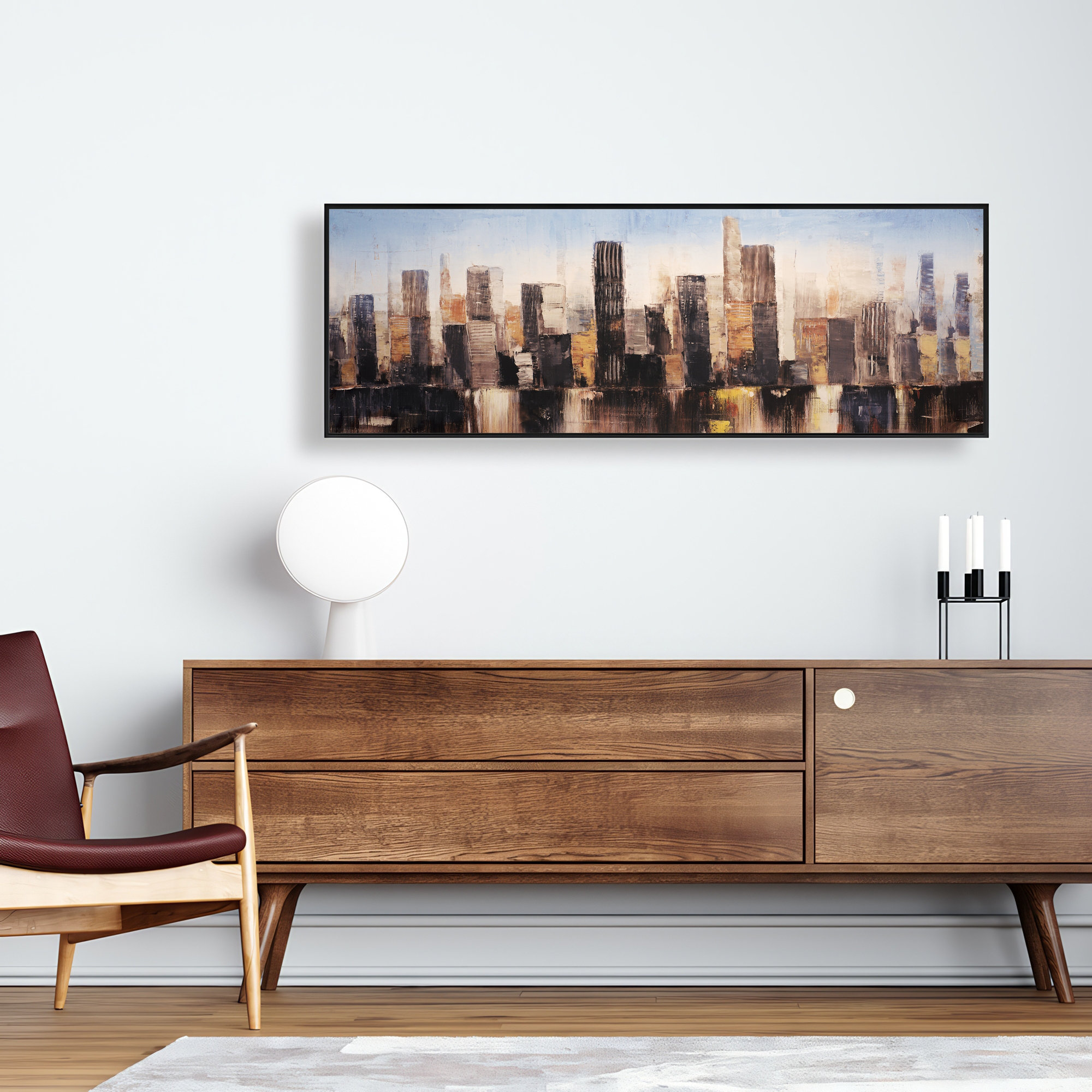 Lark Manor™ Striped Abstract Buildings | Framed Canvas for Bedroom ...