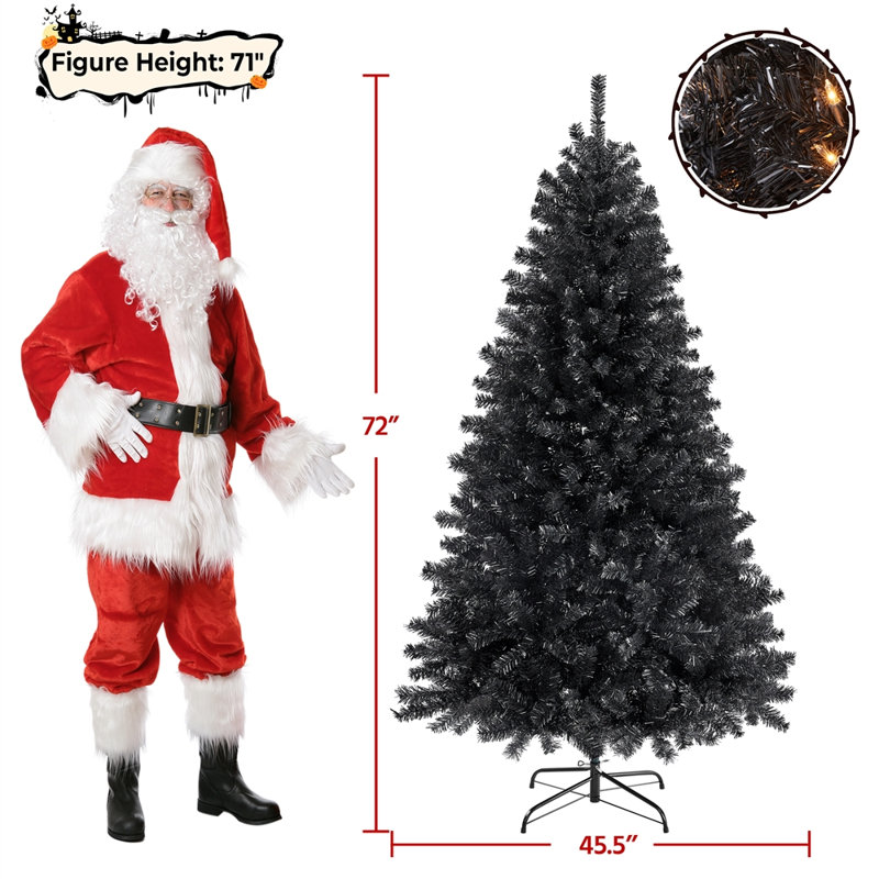 Easy Set-Up Lighted Spruce Black Christmas Tree, 6'