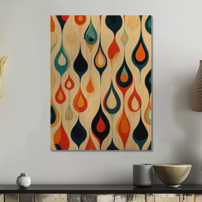 Retro Teardrop Dance - Cream Mid-Century Wooden Wall Decor
