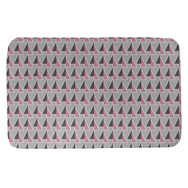 Tapis de bain géométrique antidérapant à motif de flèches décalées, l 21 po x L 34 po, Rose
