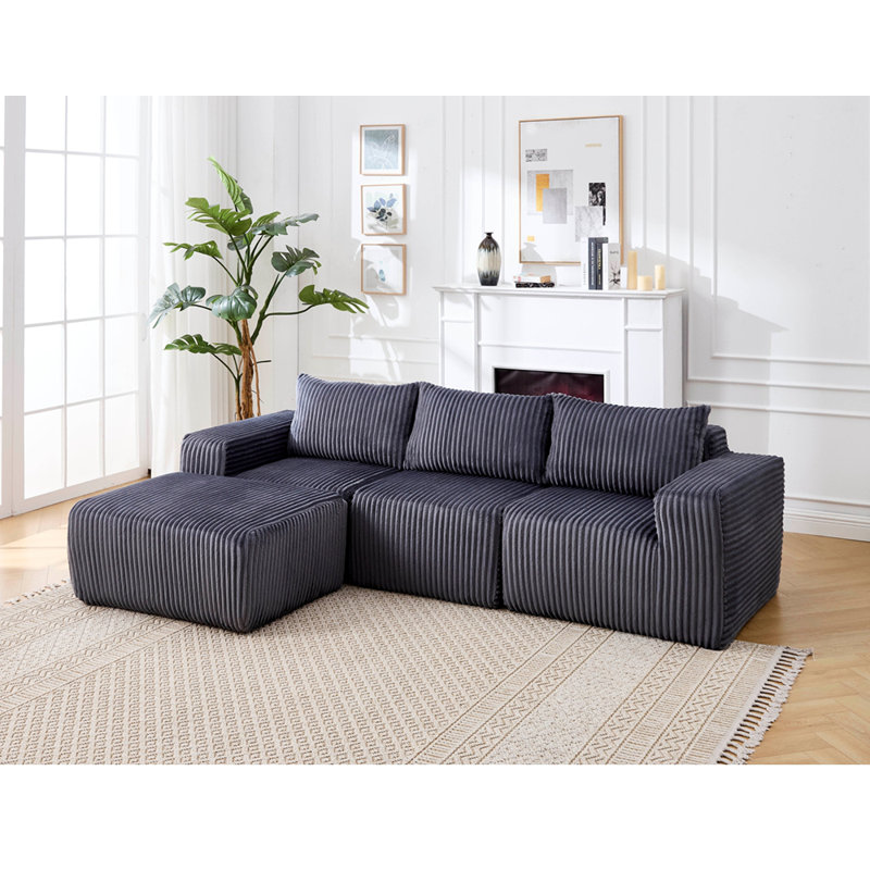 Canapé modulaire Contemporary, Velours côtelé gris foncé
