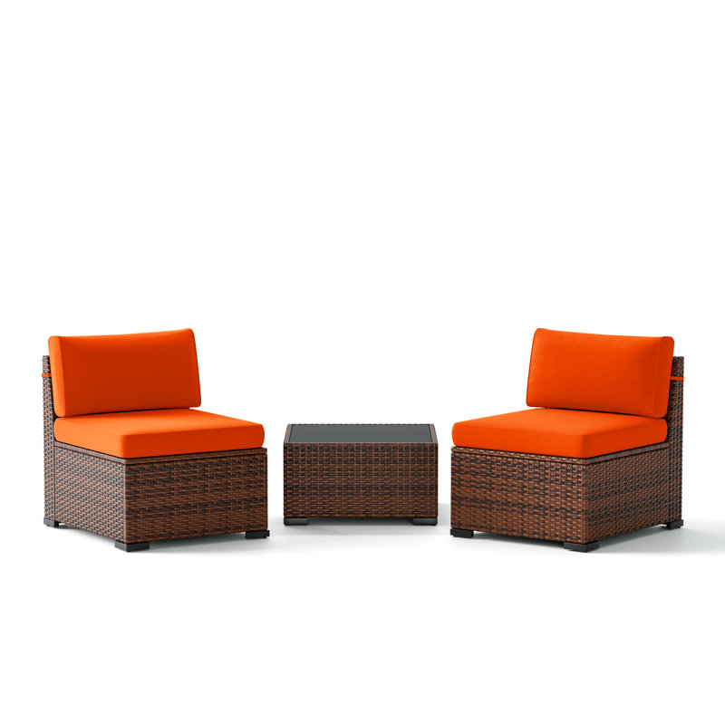 2-Person Outdoor Seating Group With Cushions, Orange