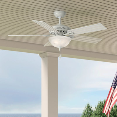52" Beachcomber 5 - Blade Outdoor Standard Ceiling Fan with Pull Chain and Light Kit Included