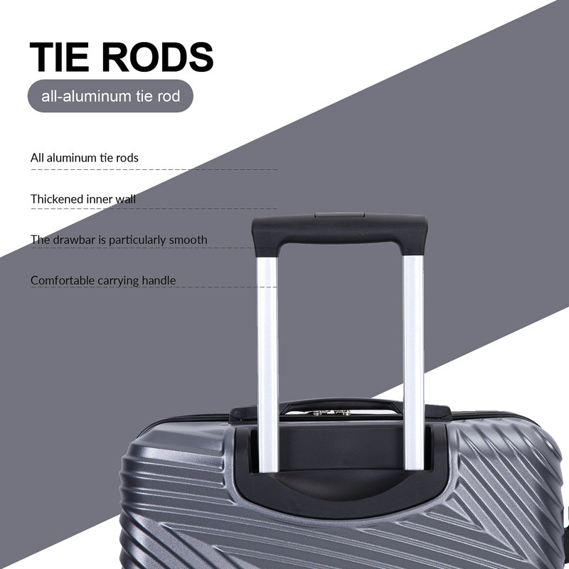 Ensemble de valises 3 pièces Valise légère PC + ABS avec deux crochets, roues pivotantes (20/24/28), Gris