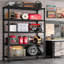Yelena 90cm W Metal Shelving Unit with Wheels-106267442-106267443