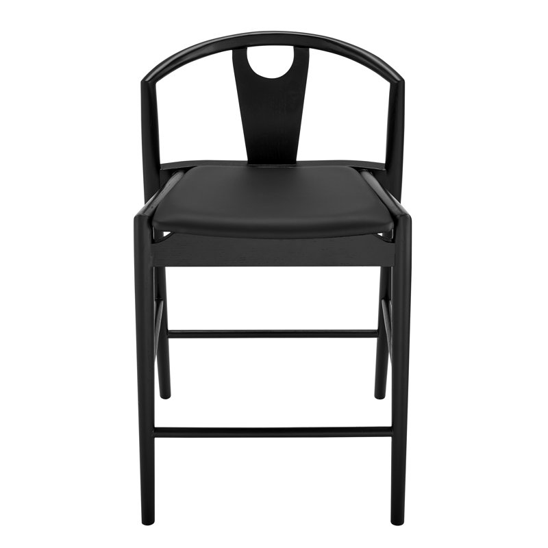 Tabouret de comptoir en cuir Ambra, Noir, noir, noir, noir
