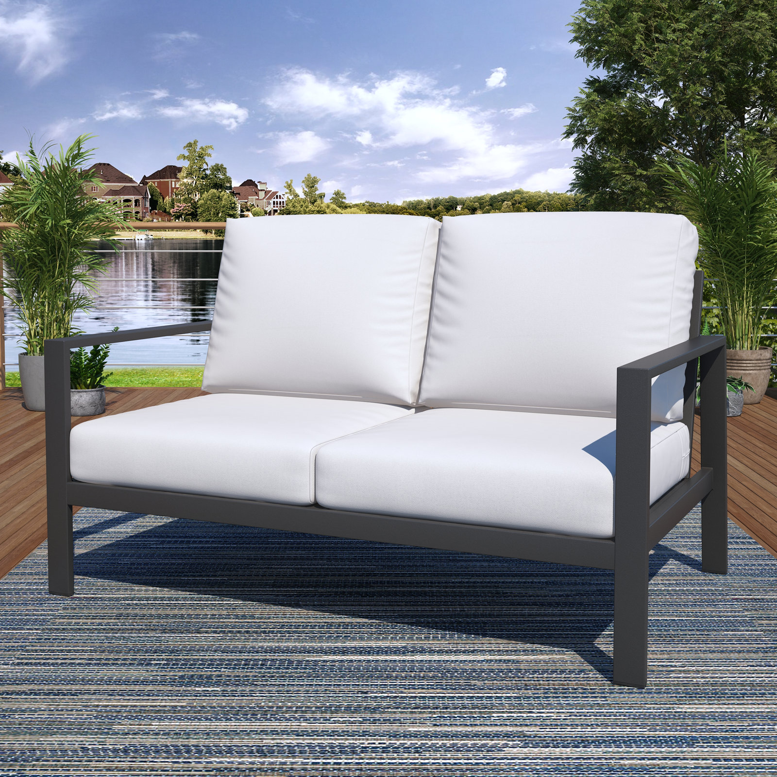 Townsend 4-Person Sunbrella® Patio Seating Group, Sunbrella Canvas Natural, Gray