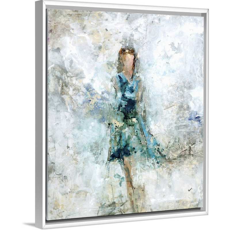 « high mode saison », peinture sur toile, H 15,7 po x l 12,7 po x p 1,75 po, Cadre flottant blanc