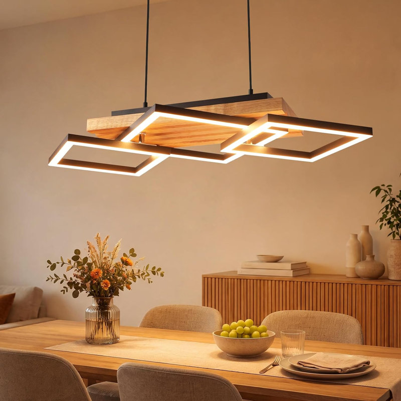 3-Light Black Dimmable LED Kitchen Island Pendant