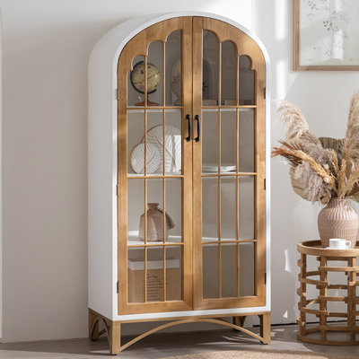 Blanc + brun + or massif + bois manufacturé + verre + fer