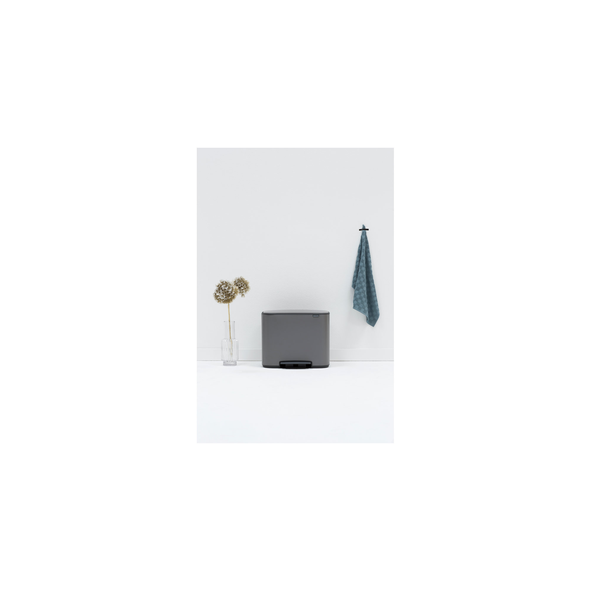 Brabantia Bo Step On Multi-Compartment Recycling Trash Can 3 x 3 Gallon (9 Gallon Capacity), Platinum