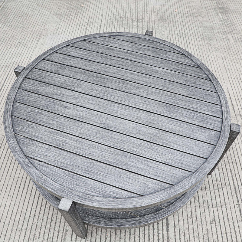Table basse ronde à lattes en aluminium