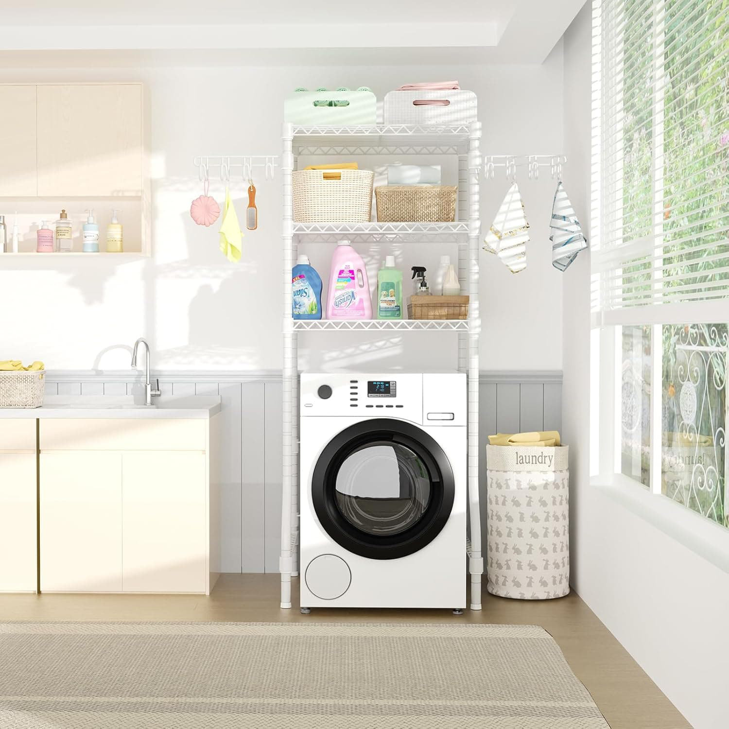 Laundry Issue Rack caimen U8 Mini Laundry Room Storage Organizer, Over The Washer And ...