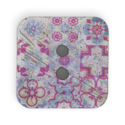 Bouton carré durable noix de coco Dritz, 35 mm, mauve, 3 boutons