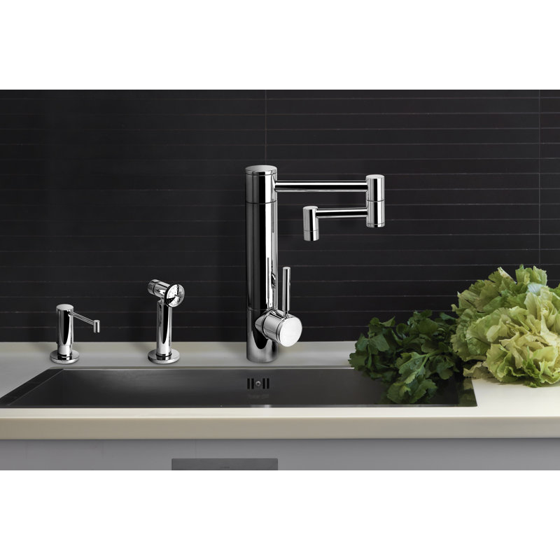 Hunley Kitchen Faucet - 12" Articulated Spout, Antique Copper