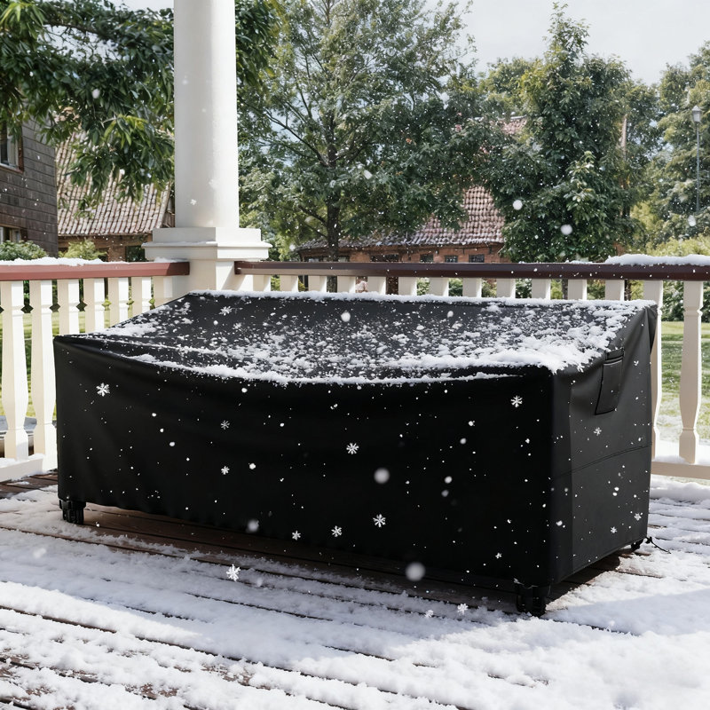 Weatherproof Patio Sofa Cover with Breathable, Durable Water-Resistant PVC Protection, Adjustable Elastic Hem, Click-Close Straps and Air Holes