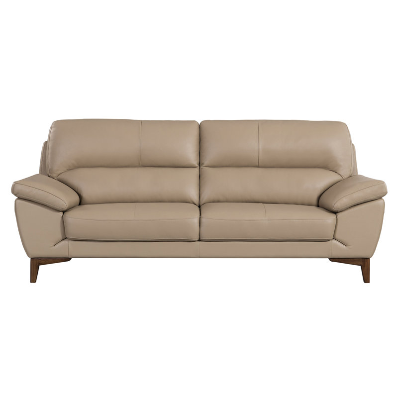 Forestport 85'' Upholstered Sofa, Tan Genuine Leather