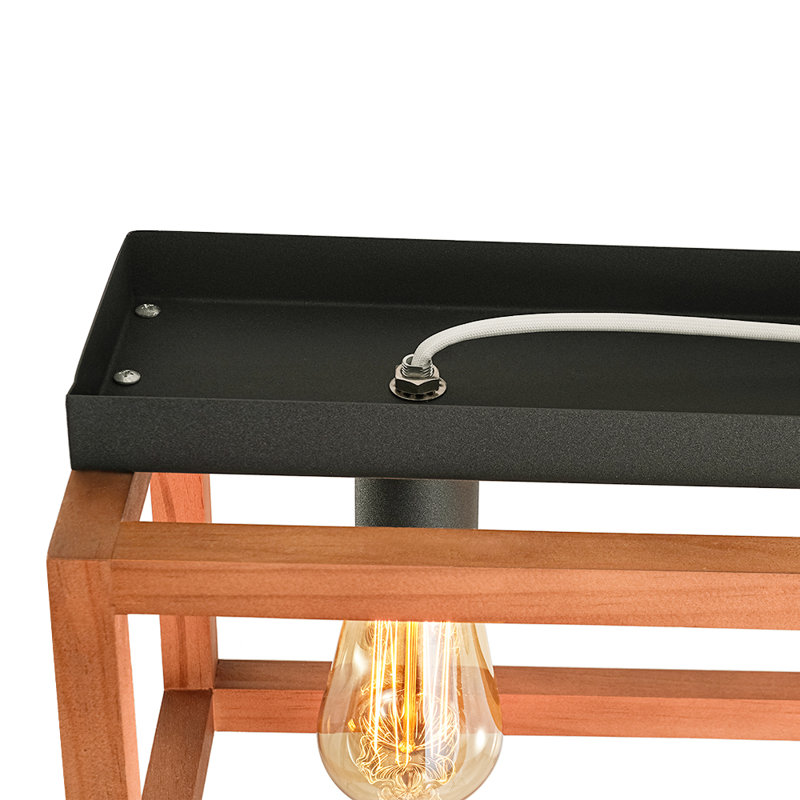 Lustre rectangulaire en bois à 5 lumières pour îlot de cuisine