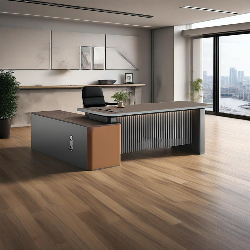 Bureau en bois massif en L 78,74 po Modern Luxury, H 29,53 po x l 78,74 po x P 62,99 po