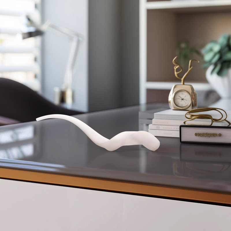 White Ceramic Antler Sculpture, Elegant Curved Design, Large 18", Unique Home Decor Accent, Ideal for Living Room Art and Modern Gallery