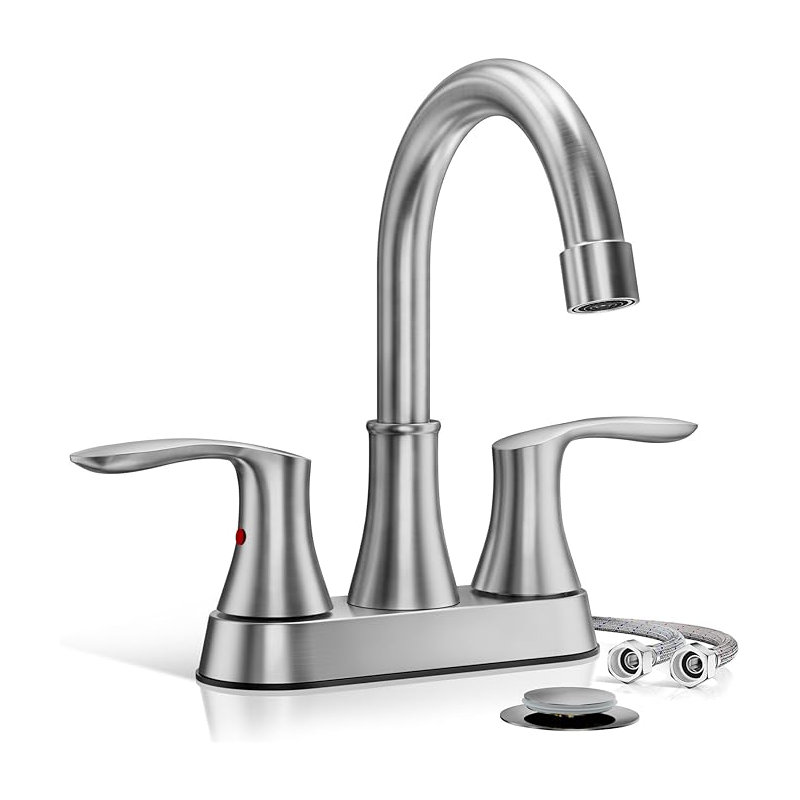NO 2-handle Bathroom Faucet with Drain Assembly, Brushed Nickel