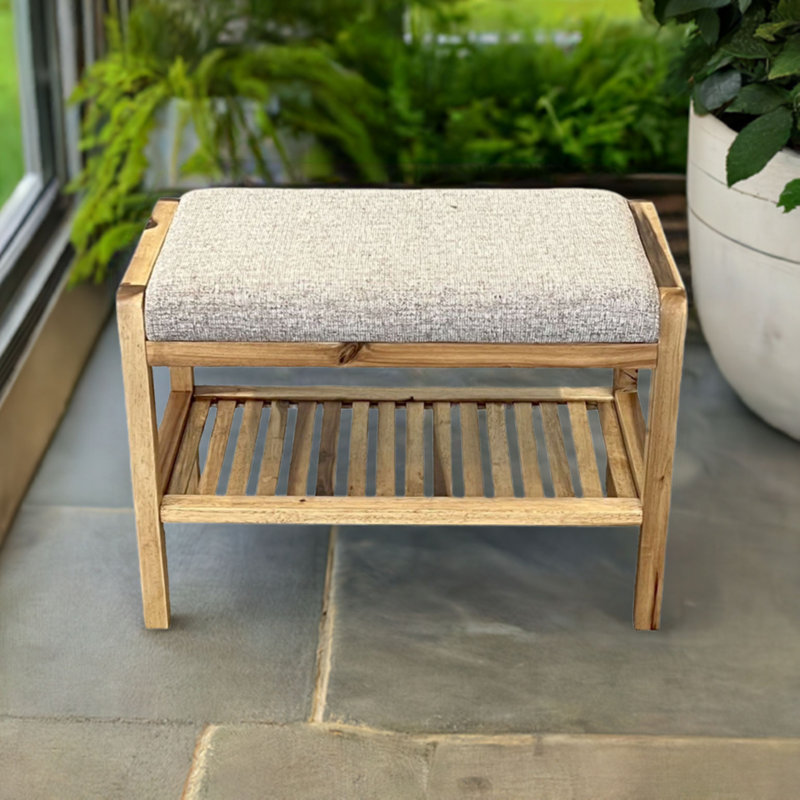 Banc rembourré en acacia, Naturel