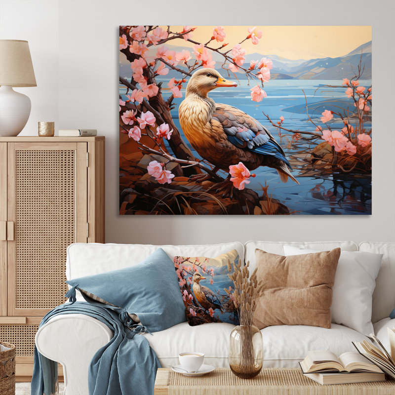 Duck Journey Pastoral - Animals Canvas Art Print, H 16 po x l 32 po x P 1 po, Toile tendue