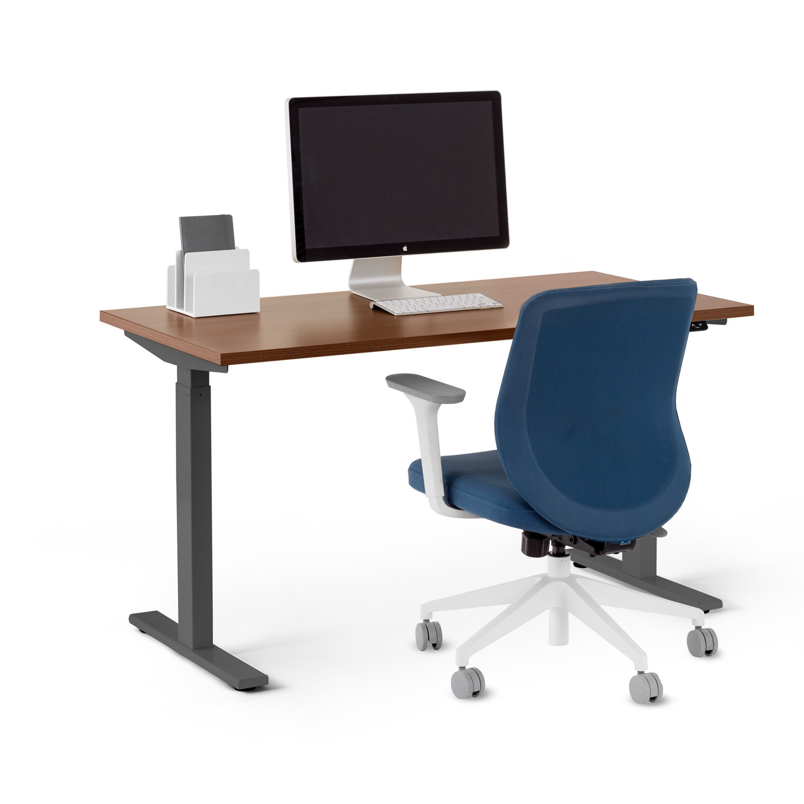 Series L Adjustable Height Standing Desk, Walnut/Charcoal, 48" H x 47.25" W x 27" D