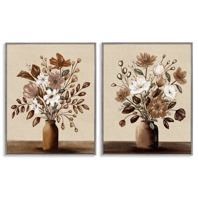 Ensemble de 2 giclées encadrées Moka Bouquet Vases, design par Kristen Dalpiaz